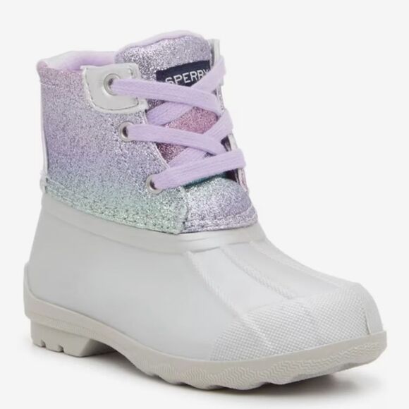 Sperry Kids' Silver and Purple Sparkle Boots 7C - Picture 1 of 10